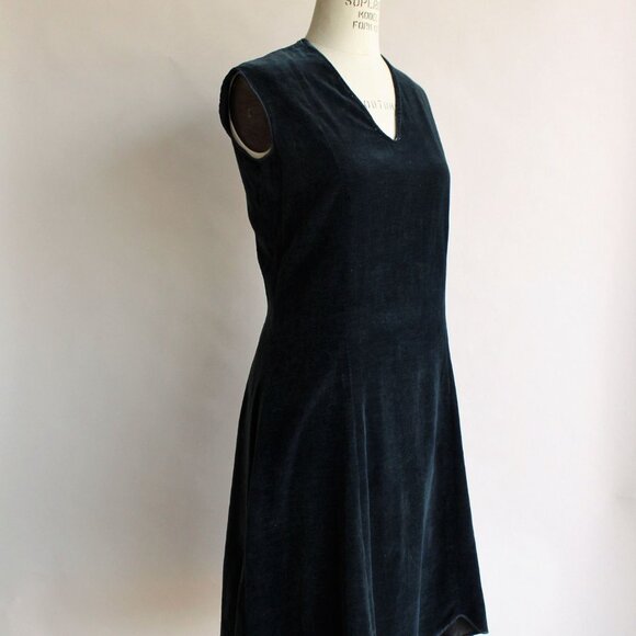 Vintage 1920s Dress with Jacket/ Navy Blue Cotton Velvet Day Dress and Bolero - Picture 4 of 10